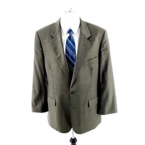 Vintage Brooks Brothers Wool 2 Button Blazer 40R Green Sharkskin Brown Windowpan - Picture 3 of 11